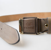 Brown Leather Fashion Logo Buckle Waist Belt