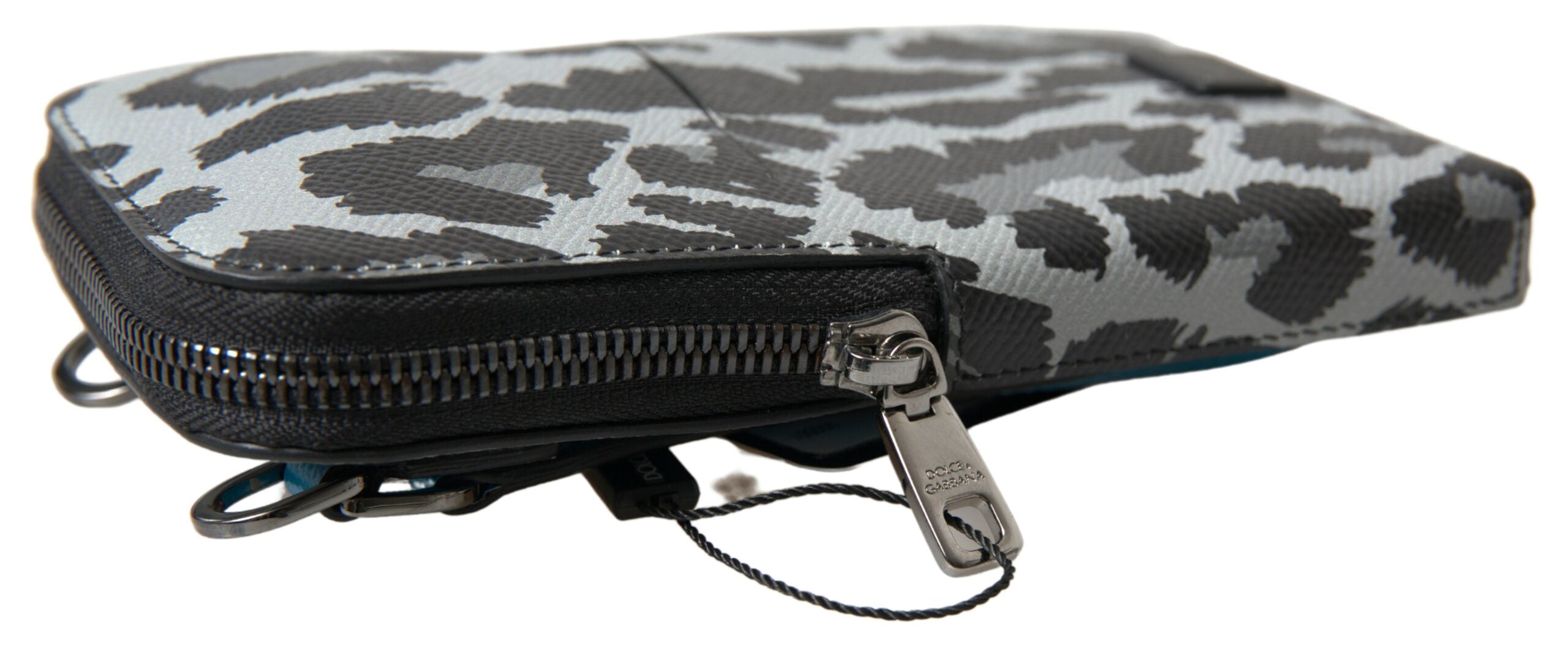 Dolce & Gabbana Gray Leopard Leather Crossbody Phone Bag