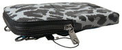 Dolce & Gabbana Gray Leopard Leather Crossbody Phone Bag