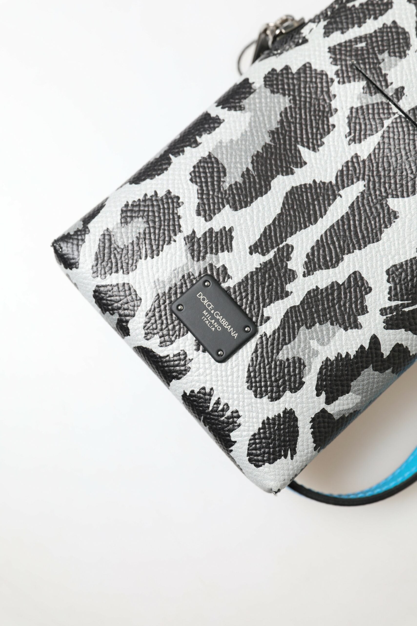Dolce & Gabbana Gray Leopard Leather Crossbody Phone Bag