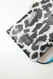 Gray Leopard Leather Men Purse Crossbody Sling Phone Bag