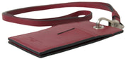 Red Leather Lanyard Logo Slim Card Holder Men Wallet
