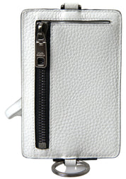 White Leather Lanyard Logo Card Holder Men Wallet
