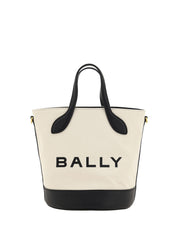 Bally White and Black Calf Leather Bucket Bag