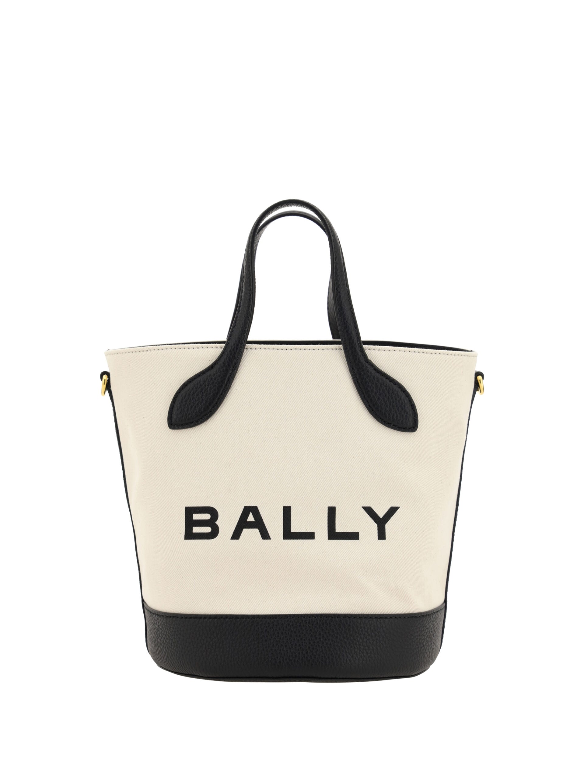 Bally White and Black Calf Leather Bucket Bag