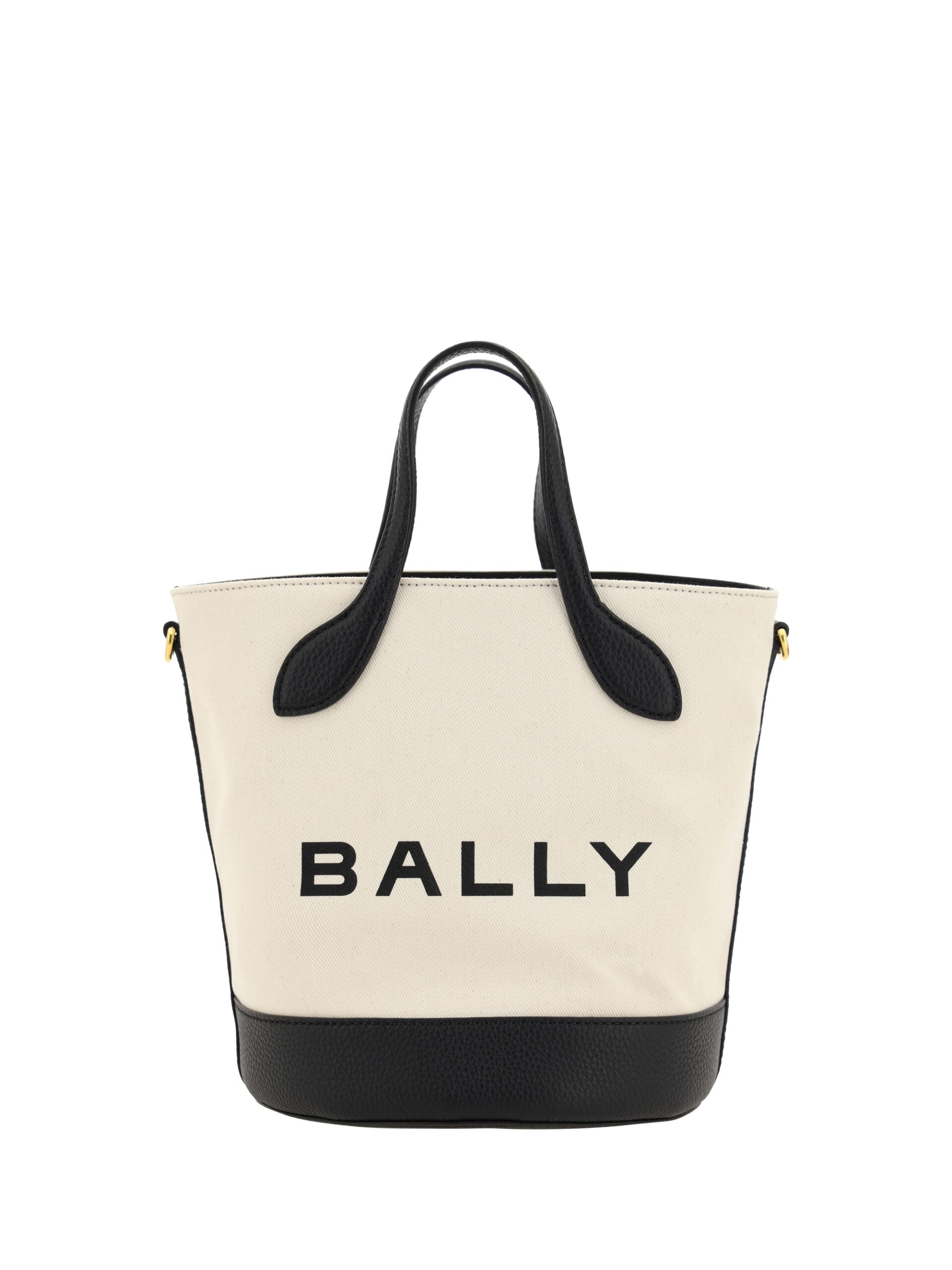 Bally White and Black Calf Leather Bucket Bag