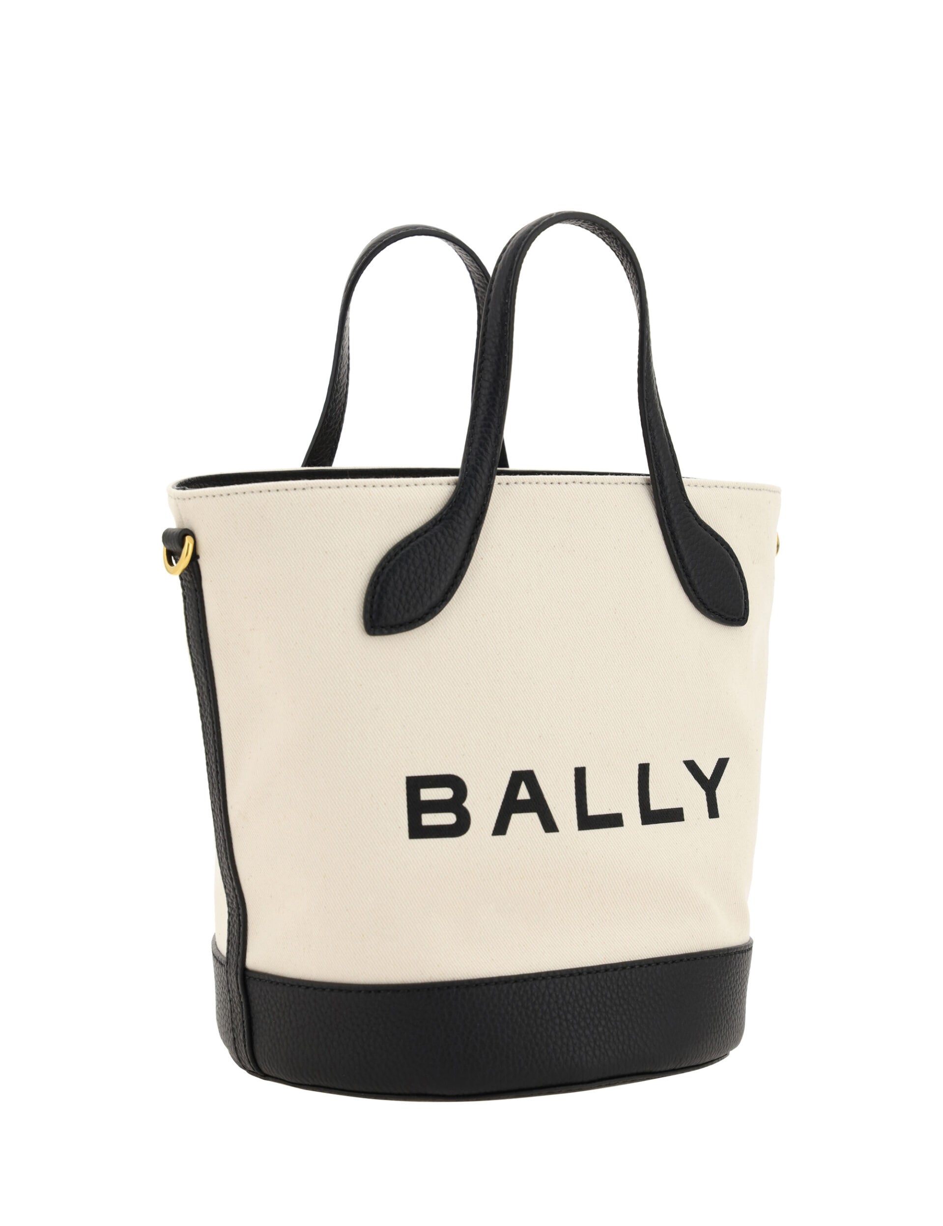 Bally White and Black Calf Leather Bucket Bag