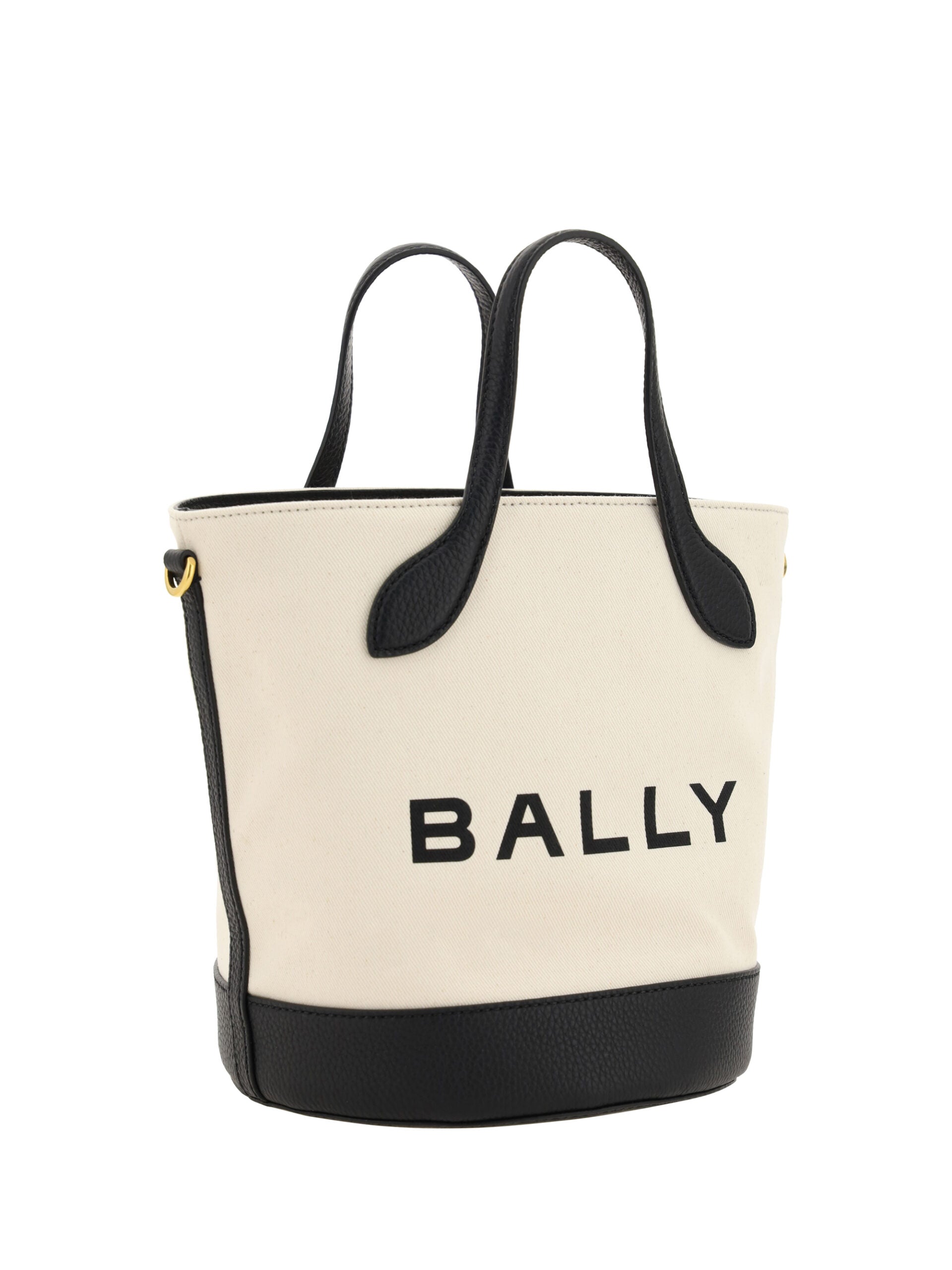 Bally White and Black Calf Leather Bucket Bag
