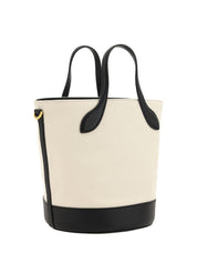 Bally White and Black Calf Leather Bucket Bag