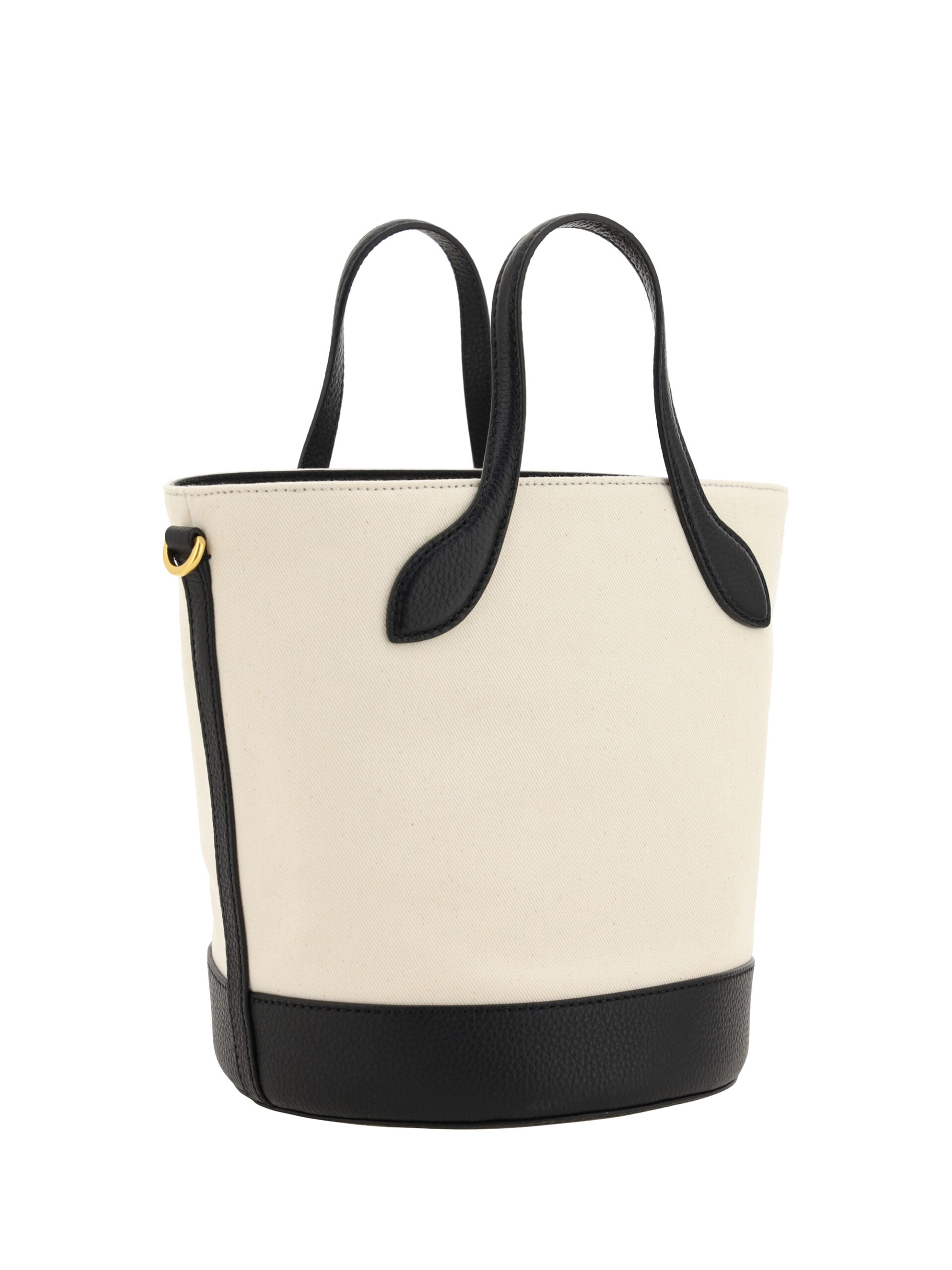 Bally White and Black Calf Leather Bucket Bag