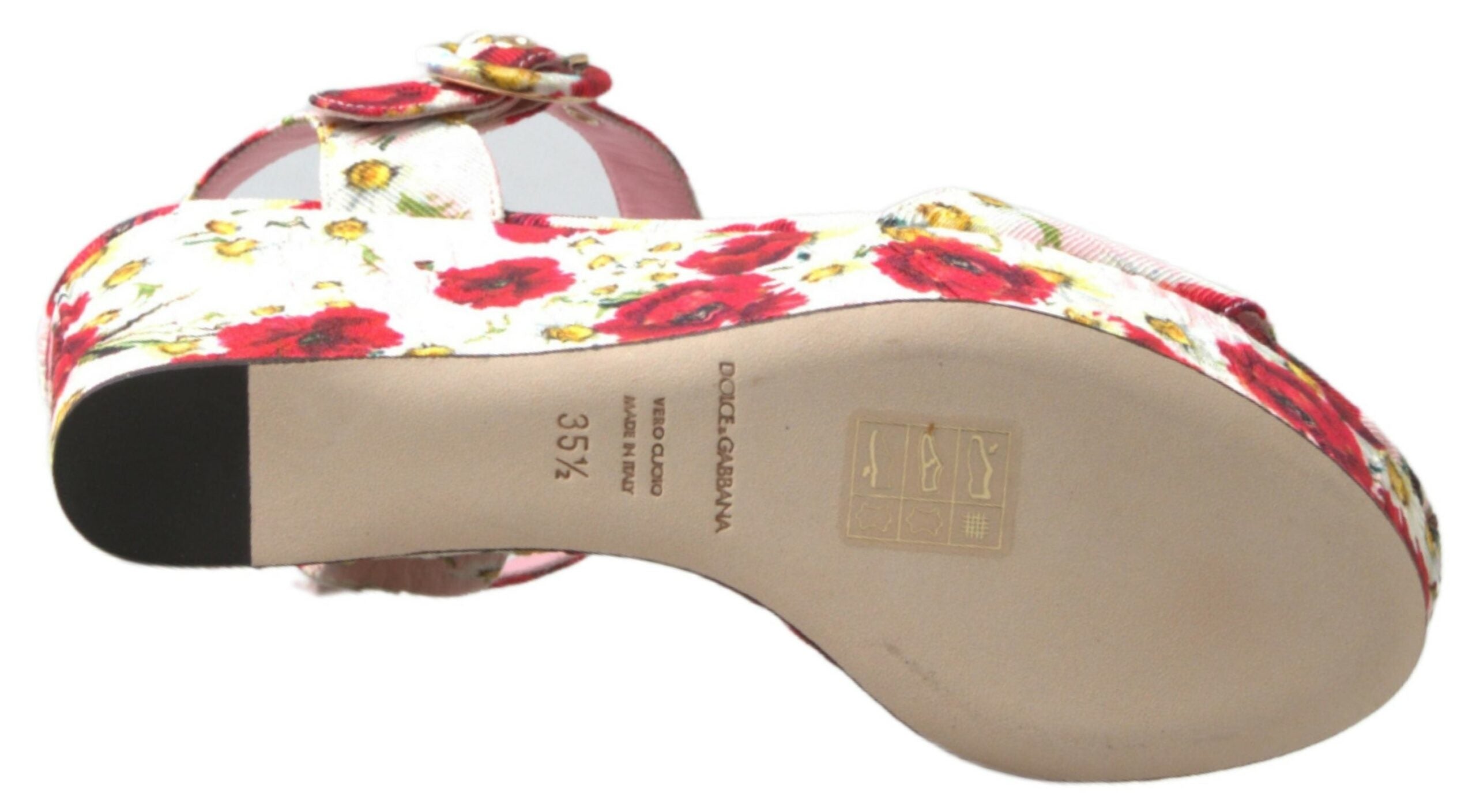 Dolce & Gabbana Multicolor Floral Print Wedges Floral Ankle Strap Sandals