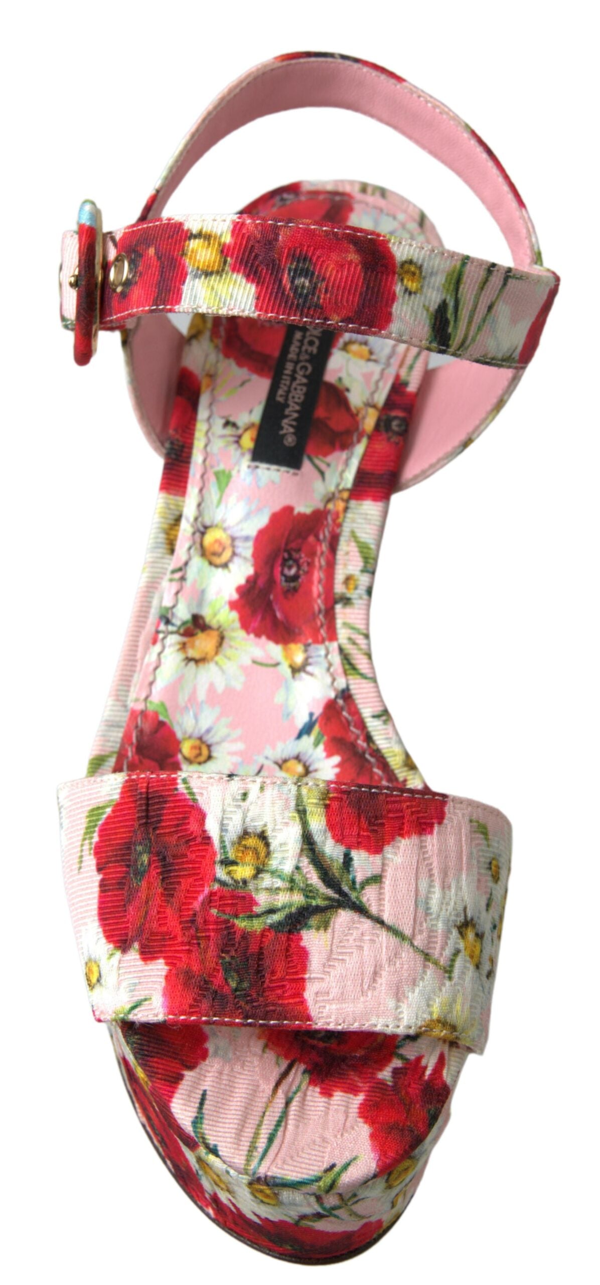 Dolce & Gabbana Multicolor Floral Print Wedges Floral Ankle Strap Sandals