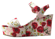 Dolce & Gabbana Multicolor Floral Print Wedges Floral Ankle Strap Sandals
