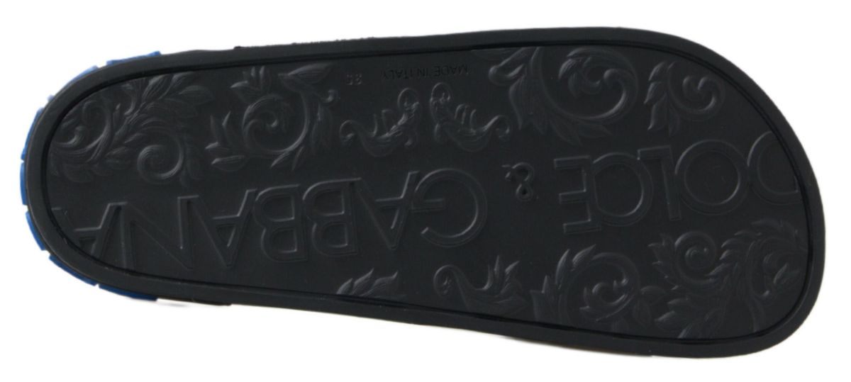 Dolce & Gabbana Black Leather Slides Sandals