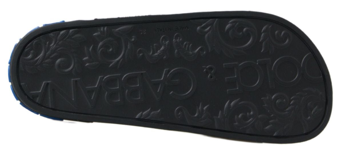 Dolce & Gabbana Black Leather Slides Sandals