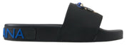Dolce & Gabbana Black Leather Slides Sandals