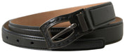 Black Leather Metal Buckle Cintura Belt