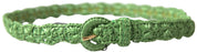 Green Viscose Weaved Skinny Waist Belt