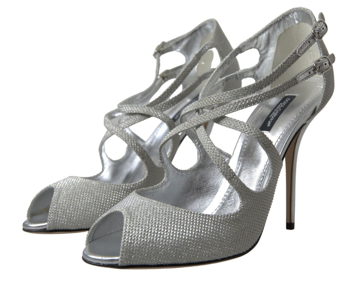 Silver Shimmers Sandals Heel Pumps Shoes