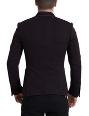 Purple Logo Embroidery Double Breasted Blazer