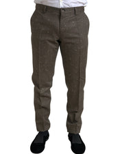 Brown Wool Dress Skinny Men Trouser Pants