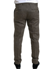 Brown Wool Dress Skinny Men Trouser Pants