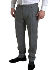 Gray Wool Chino Skinny Men Dress Trouser Pants