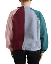 Multicolor Cotton Crew Neck Pullover Sweater