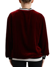 Bordeaux Velvet Crew Neck Pullover Sweater