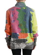 Multicolor Mohair Turtleneck Pullover Sweater