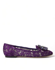 Purple Vally Taormina Lace Crystals Flats Shoes