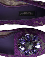 Purple Vally Taormina Lace Crystals Flats Shoes