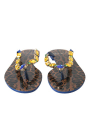Dolce & Gabbana Blue Leather Flats Sandals