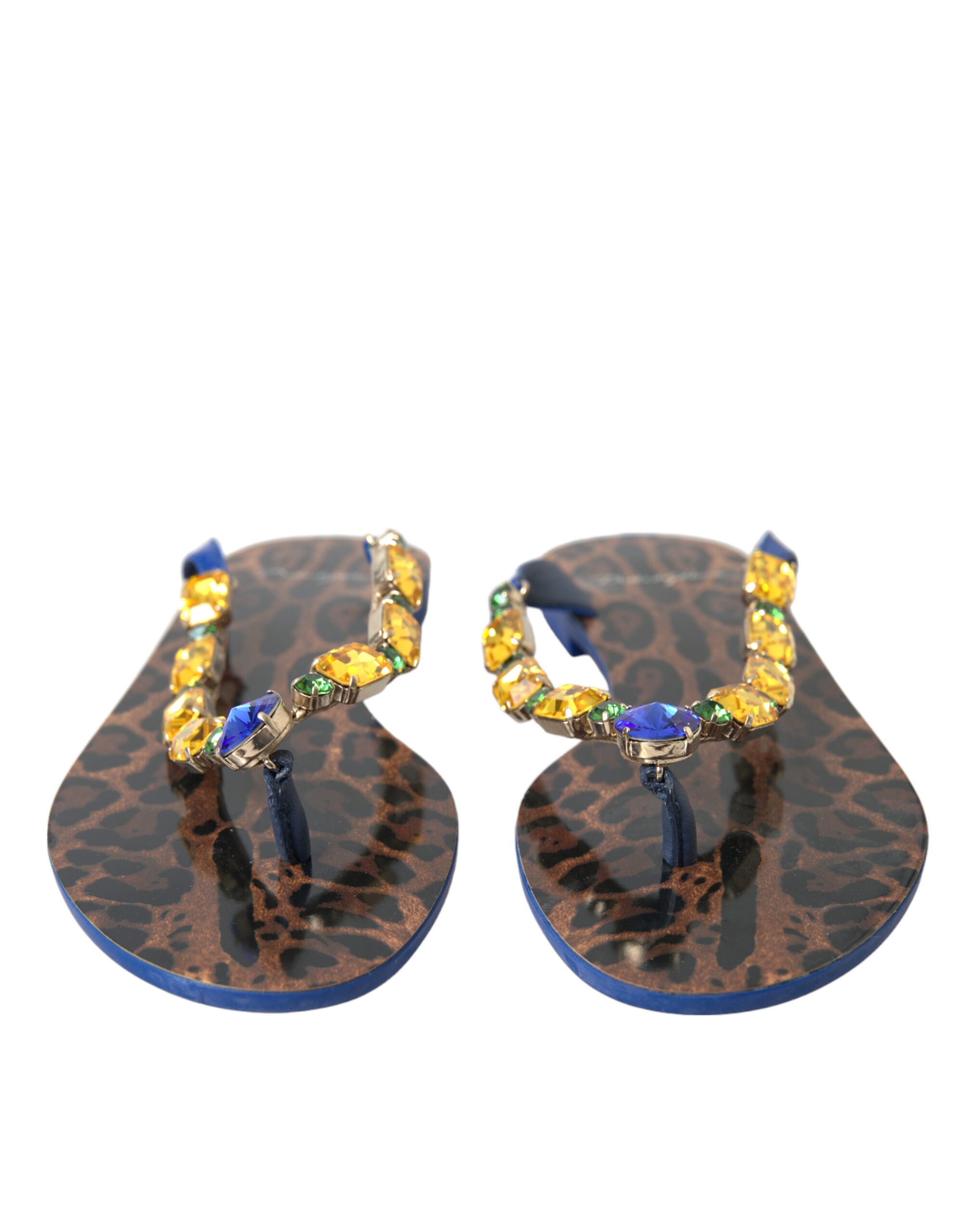 Dolce & Gabbana Blue Leather Flats Sandals