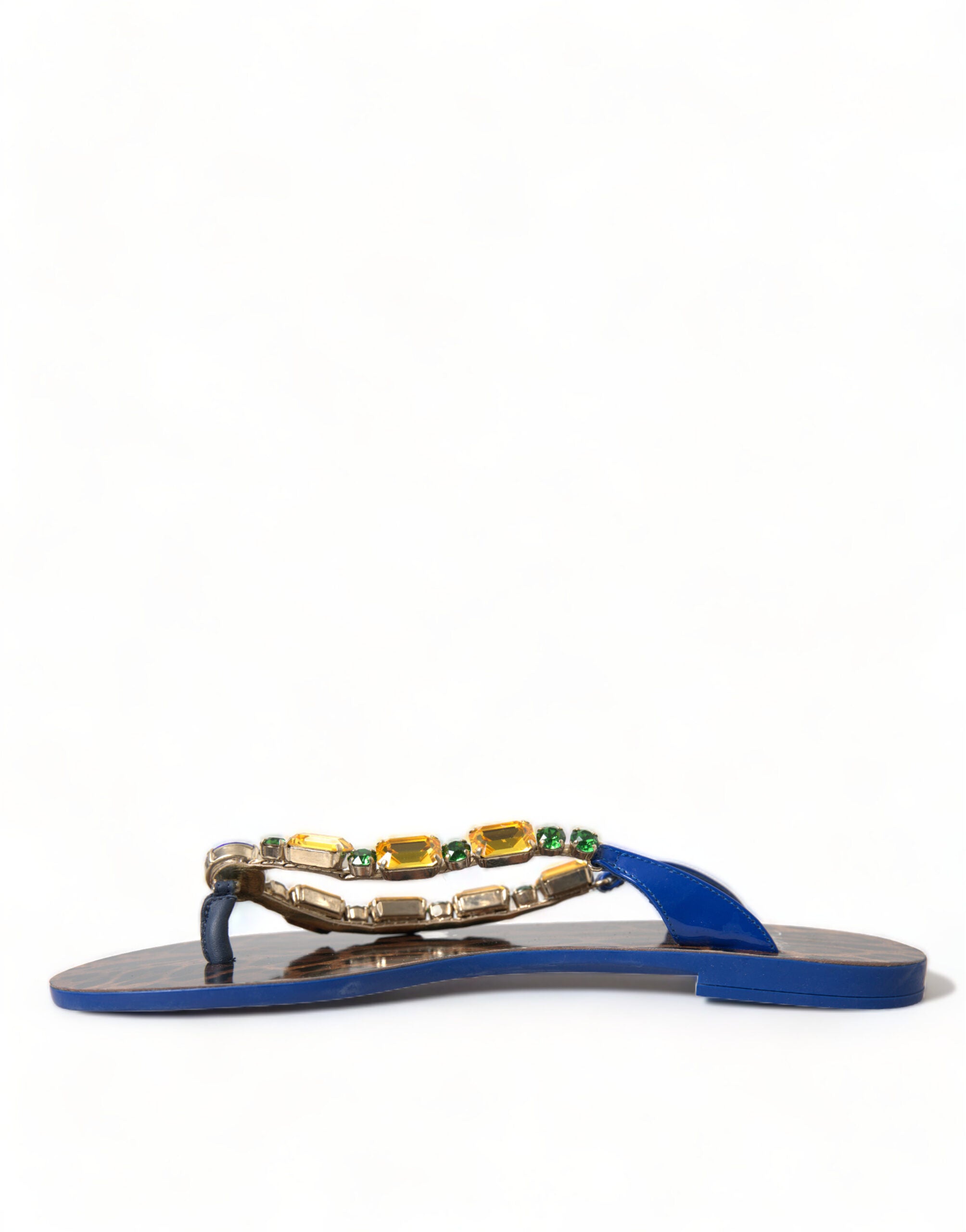 Dolce & Gabbana Blue Leather Flats Sandals