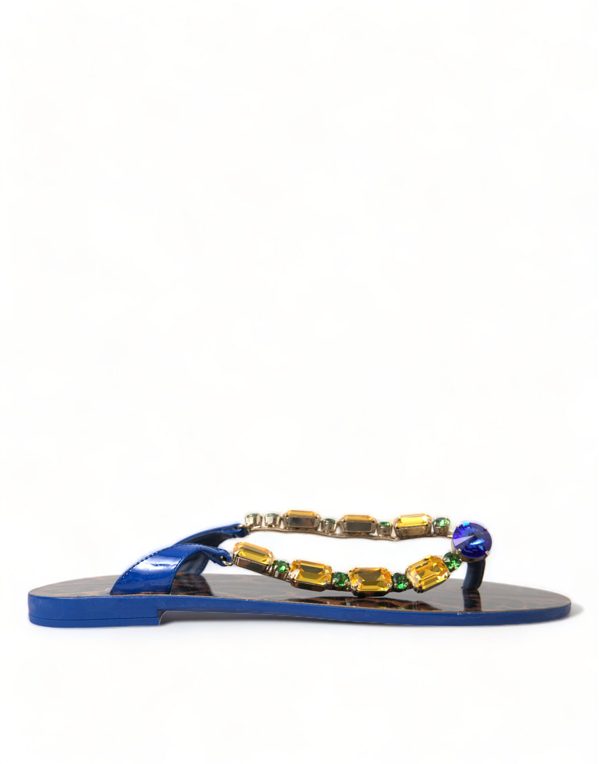 Dolce & Gabbana Blue Leather Flats Sandals