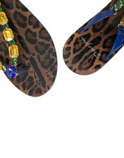 Dolce & Gabbana Blue Leather Flats Sandals