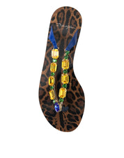 Dolce & Gabbana Blue Leather Flats Sandals