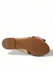 Multicolor Floral Flats Crystal Sandals Shoes