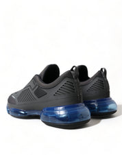 Black Blue Rubber Knit Slip On Low Top Sneakers Shoes
