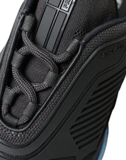 Black Blue Rubber Knit Slip On Low Top Sneakers Shoes
