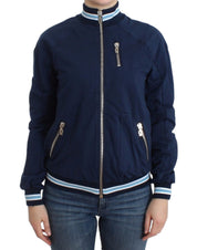Blue zip cotton cardigan