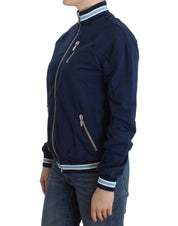 Blue zip cotton cardigan