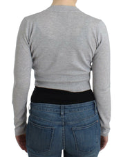Gray cropped wool cardigan