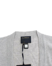 Gray cropped wool cardigan