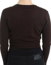 Brown cropped wool cardigan
