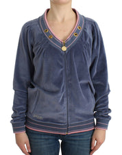 Blue velvet zipup sweater
