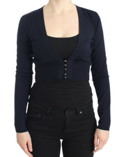 Blue cropped wool cardigan