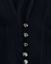 Blue cropped wool cardigan