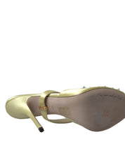 Yellow Satin Crystal Mary Janes Sandals